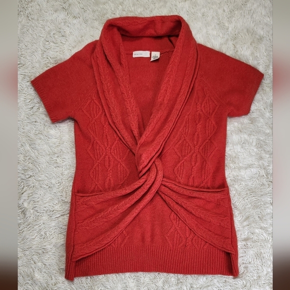 Anthropologie Red V-Neck Sweater - Picture 3 of 9